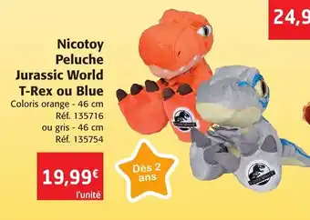 Colruyt Nicotoy Peluche Jurassic World T-Rex Ou Blue offre