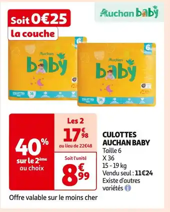 Auchan Supermarché AUCHAN BABY CULOTTES offre