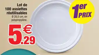 Bazarland Lot de 100 assiettes réutilisables offre