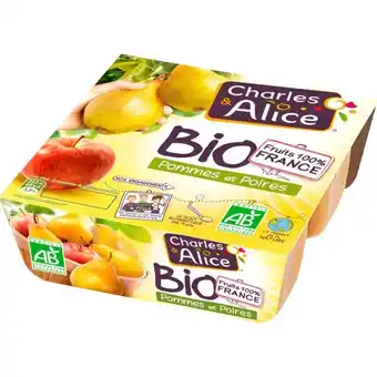 Auchan Compotes Pommes Poires Bio Charles & Alice offre