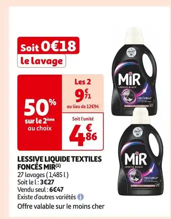 Auchan Supermarché MIR LESSIVE LIQUIDE TEXTILES FONCÉS offre