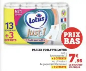 Super U PAPIER TOILETTE LOTUS offre