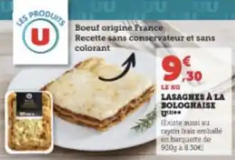 Super U LASAGNES À LA BOLOGNAISE U offre