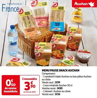 Auchan MENU PAUSE SNACK AUCHAN offre