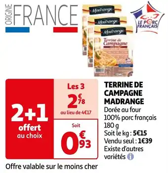Auchan TERRINE DE CAMPAGNE MADRANGE offre