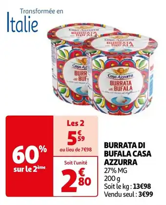 Auchan BURRATA DI BUFALA CASA AZZURRA offre