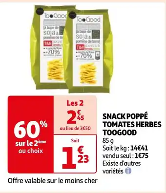 Auchan SNACK POPPÉ TOMATES HERBES TOOGOOD offre