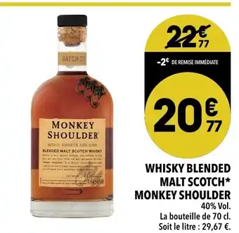 Supeco Whisky Blended Malt Scotch Monkey Shoulder offre