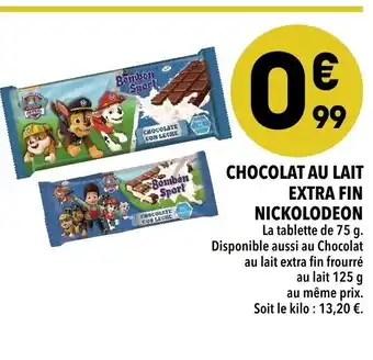 Supeco Chocolat au lait extra fin Nickolodeon offre