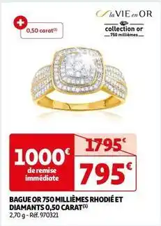 Auchan Bague or 750 millièmes rhodié et diamants 0,50 carat offre