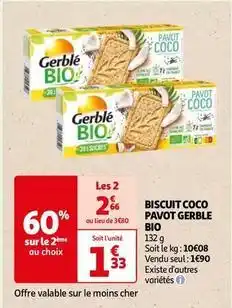 Auchan Gerblé - biscuit coco pavot bio offre