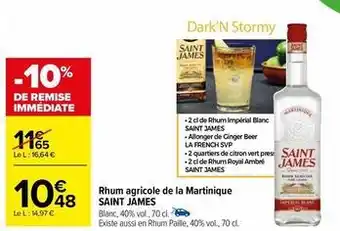 Carrefour Drive Saint james - rhum agricole de la martinique offre