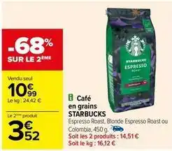 Carrefour Drive Starbucks - café en grains offre