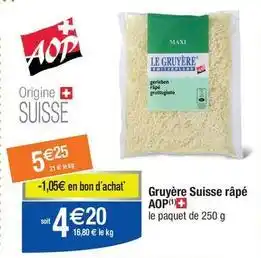 Migros Aop - gruyère suisse râpé offre