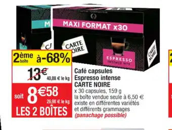 Cora x Carrefour Cafè Capsules Espresso Intense Carte Noire offre