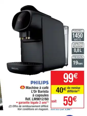 Cora x Carrefour Machine a Cafè L'Or Barista A Capsules Rèf. LM9012/60 offre