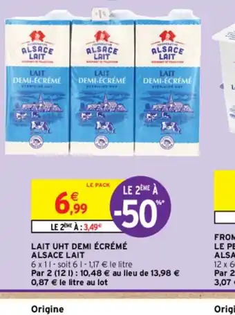 LAIT UHT DEMI ÉCRÉMÉ ALSACE LAIT