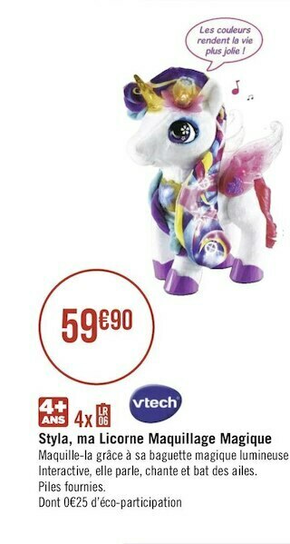 Géant Casino Vtech styla, ma licorne maquillage magique offre