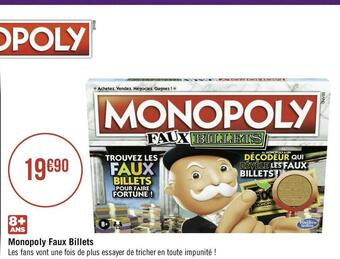 Géant Casino Hasbro gaming monopoly faux billets offre