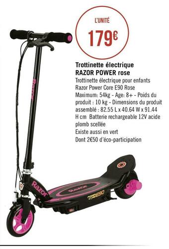 Géant Casino Razor trottinette électrique rose offre