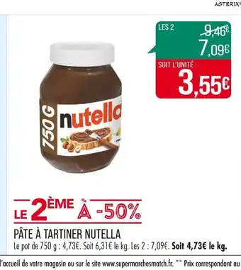 Match NUTELLA PÂTE À TARTINER offre