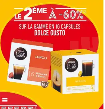 Match NESCAFÉ LE 2ÈME À -60% SUR LA GAMME EN 16 CAPSULES DOLCE GUSTO offre