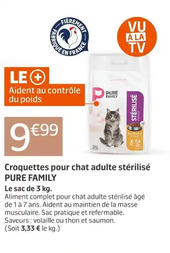 Jardiland PURE FAMILY Croquettes pour chat adulte stérilisé offre