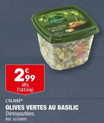 ALDI L'OLIVAÉ OLIVES VERTES AU BASILIC offre
