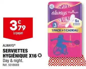 ALDI ALWAYS SERVIETTES HYGIÉNIQUE X16 offre