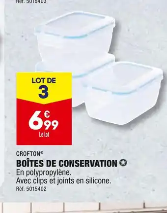 ALDI CROFTON BOÎTES DE CONSERVATION offre