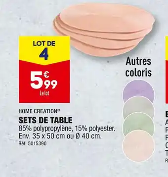 ALDI HOME CREATION SETS DE TABLE offre