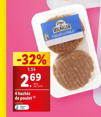 Lidl 4 hachés de poulet offre