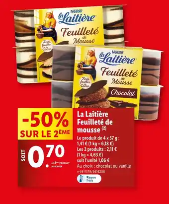 Lidl La Laitière Feuilleté de mousse offre