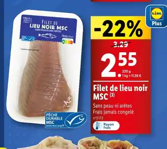 Lidl Filet de lieu noir MSC offre