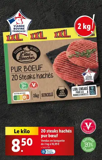 Lidl 20 steaks hachés pur bœuf offre