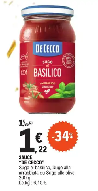 E.Leclerc SAUCE "DE CECCO" offre