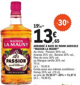 E.Leclerc ARRANGÉ À BASE DE RHUM AGRICOLE "MAISON LA MAUNY" offre