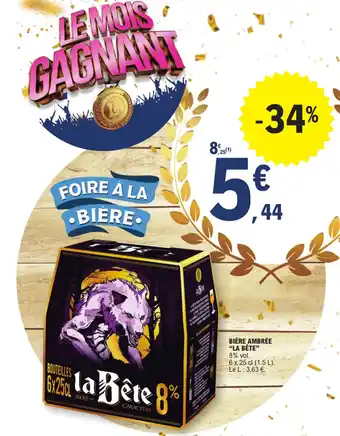 E.Leclerc BIÈRE AMBRÉE "LA BÊTE" offre