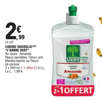 E.Leclerc LIQUIDE VAISSELLE(2)(3) "L'ARBRE VERT" offre