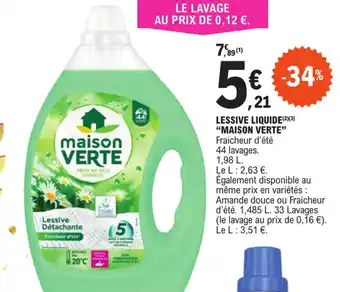 E.Leclerc LESSIVE LIQUIDE(2)(3) "MAISON VERTE" offre