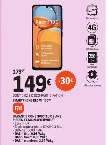 E.Leclerc SMARTPHONE REDMI 13C(5) offre