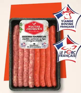 E.Leclerc 4 CHIPOLATAS SUPÉRIEURES XL 4 MERGUEZ VÉRITABLES BOEUF ET MOUTON XL(1) "MAÎTRE JACQUES" offre