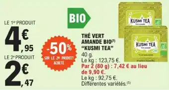 E.Leclerc THÉ VERT AMANDE BIO(7) "KUSMI TEA" offre