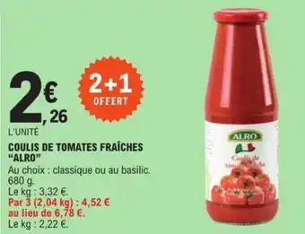 E.Leclerc COULIS DE TOMATES FRAÎCHES "ALRO" offre
