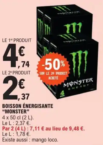 E.Leclerc BOISSON ÉNERGISANTE "MONSTER" offre