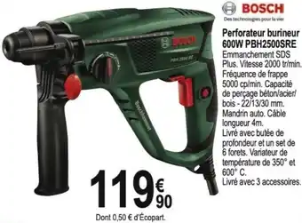 Tridôme Perforateur burineur 600W PBH2500SRE offre