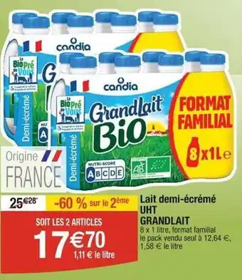 Cora x Carrefour Candia - lait demi-écrémé uht offre