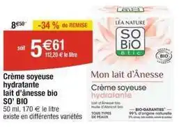 Cora x Carrefour So bio etic - crème soyeuse hydratante lait d'ânesse bio offre