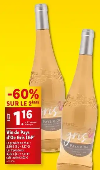 Lidl Vin de pays d'oc gris igp offre