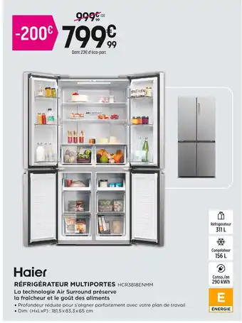 Pulsat Haier RÉFRIGÉRATEUR MULTIPORTES offre
